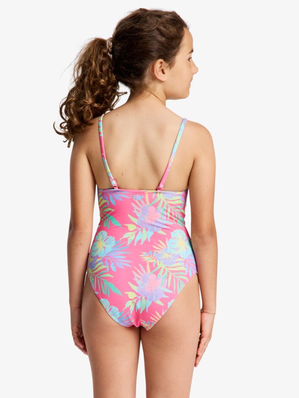 Roxy Aquarella - Badeanzug für Mädchen in Sangria Sunset mit Palmen Roxy Aquarella - Badeanzug für Mädchen in Sangria Sunset mit Palmen