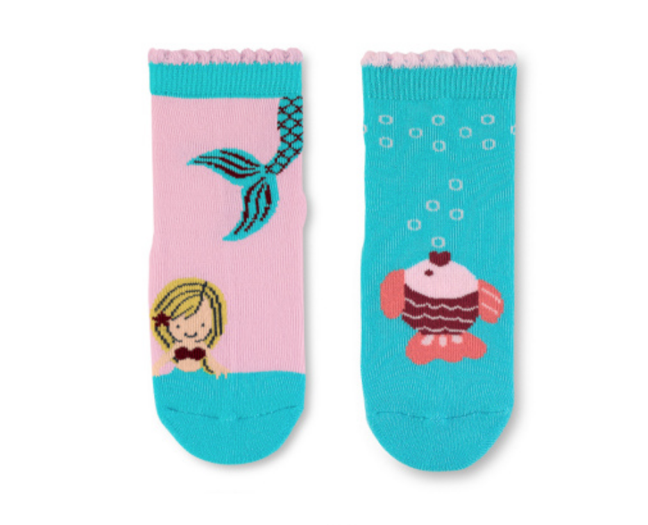 Sterntaler Fliesen Flitzer Stoppersocken - 2 Paar - Fische und Meerjungfrau