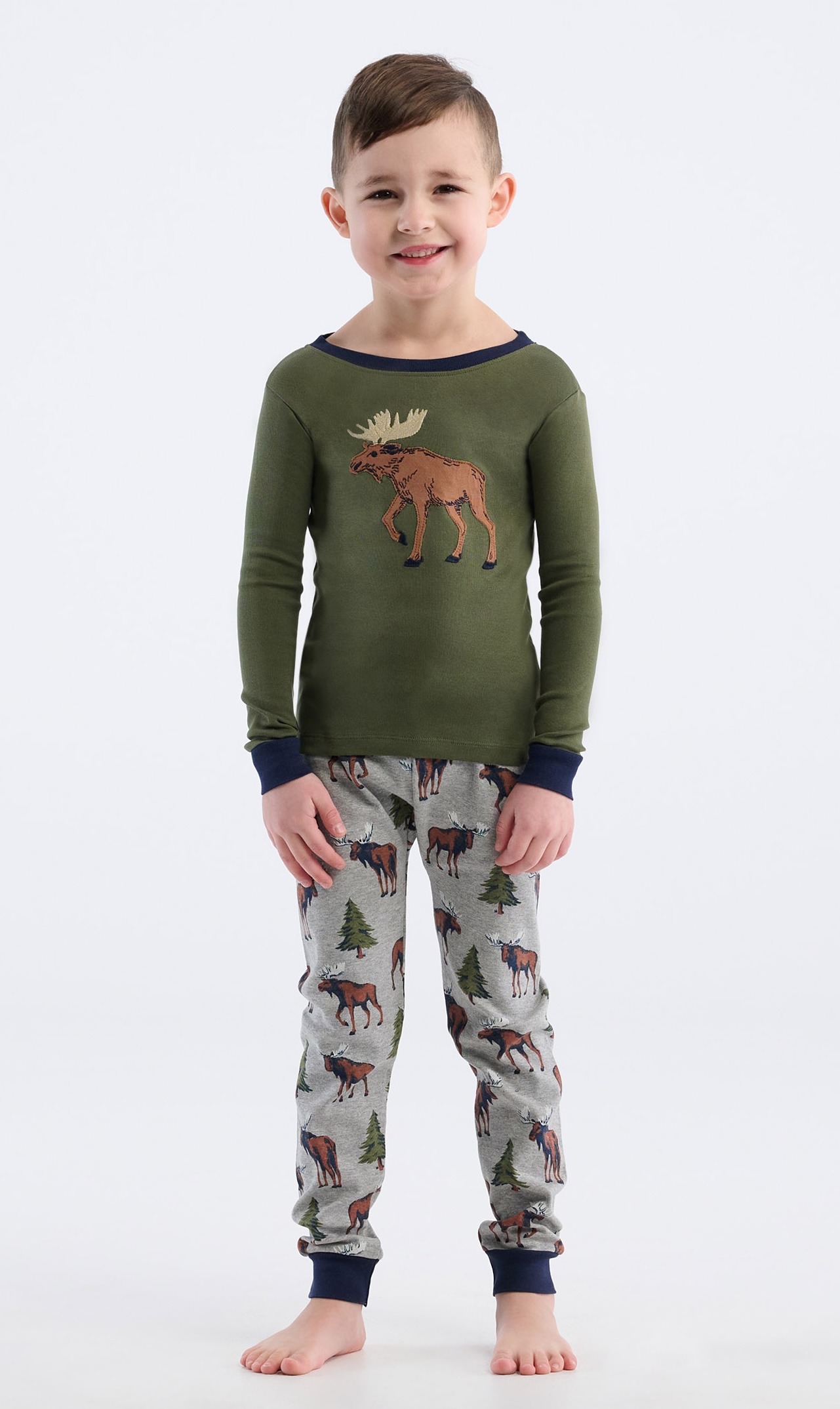 Little Blue House Pyjama in Oliv Grün - Wild Moose - Wilder Elch Little Blue House Pyjama in Oliv Grün - Wild Moose - Wilder Elch