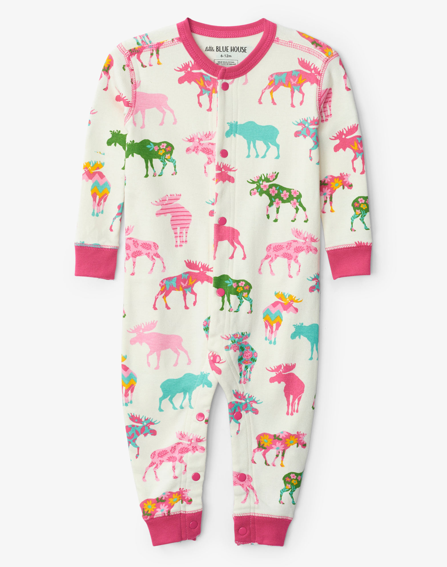 Little Blue House Baby Union Suit Strampler - Patterned Moose - Bunte Elche
