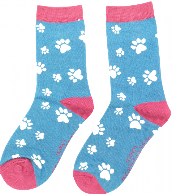 miss-sparrow-socken-bamboo-paw-prints-denim Miss Sparrow Socken Bamboo Paw Prints denim
