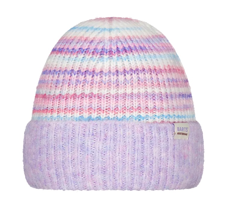 Barts Kids Lianan Beanie Mütze in Flieder mit Lurex und Rosa Türkis Lila Streifen