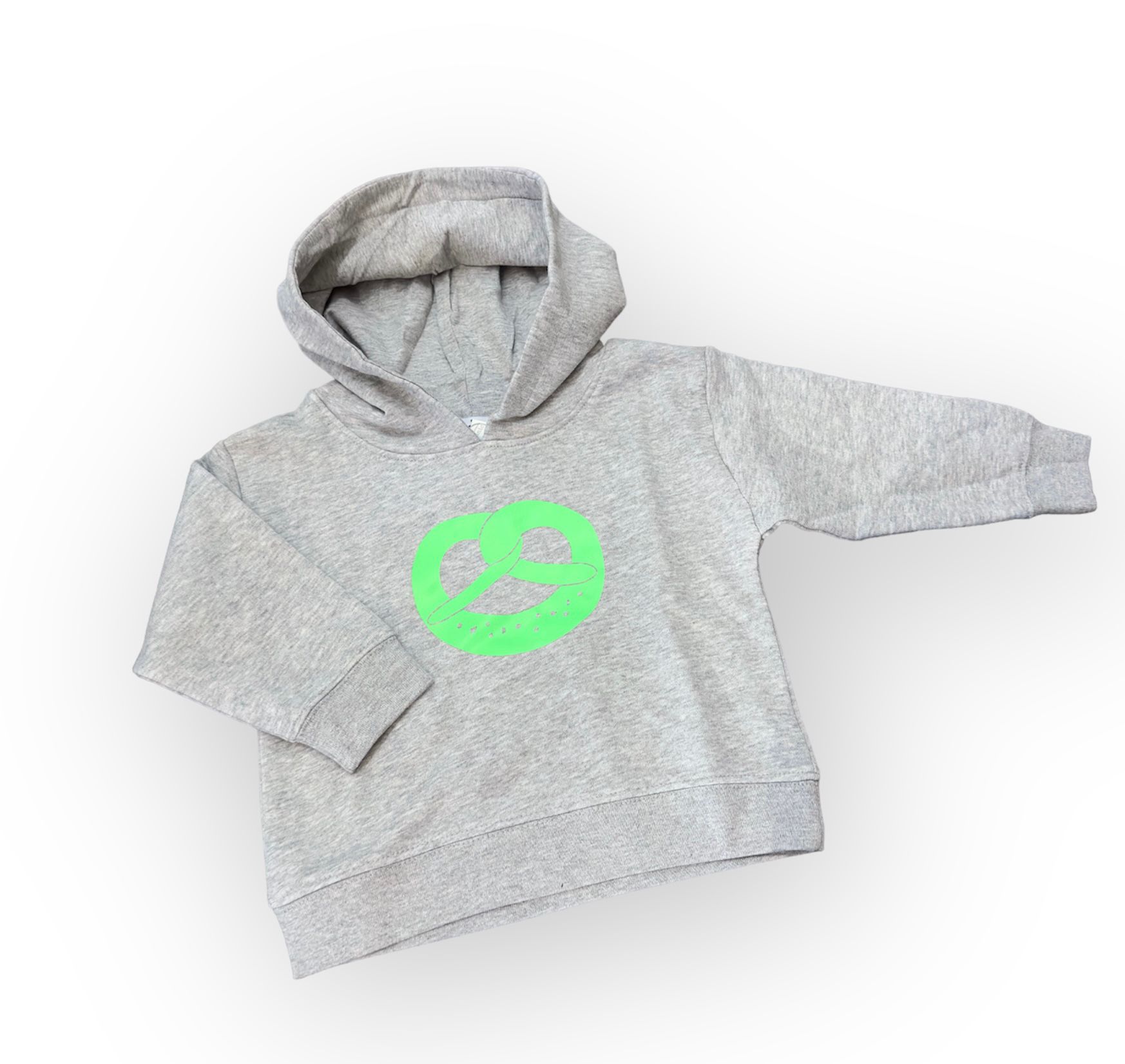 P.Eisenherz Hoody Sweatshirt in Grau - Brezel in Neon Grün