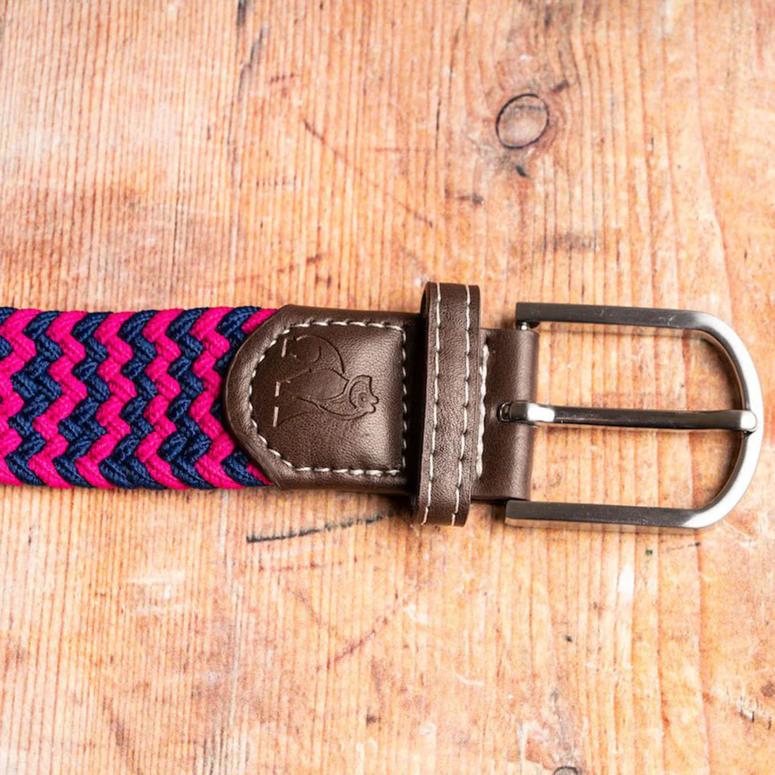 Swole Panda Stretchbandgürtel Pink/Blue Zigzag - Pink/Navy Zick Zack