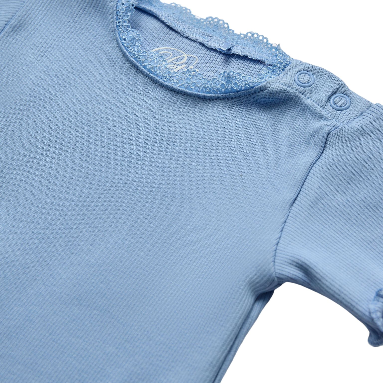 Sofie Schnoor Kurzarm Body Gerippt mit Spitze in Bright Blue Puderblau - SALE