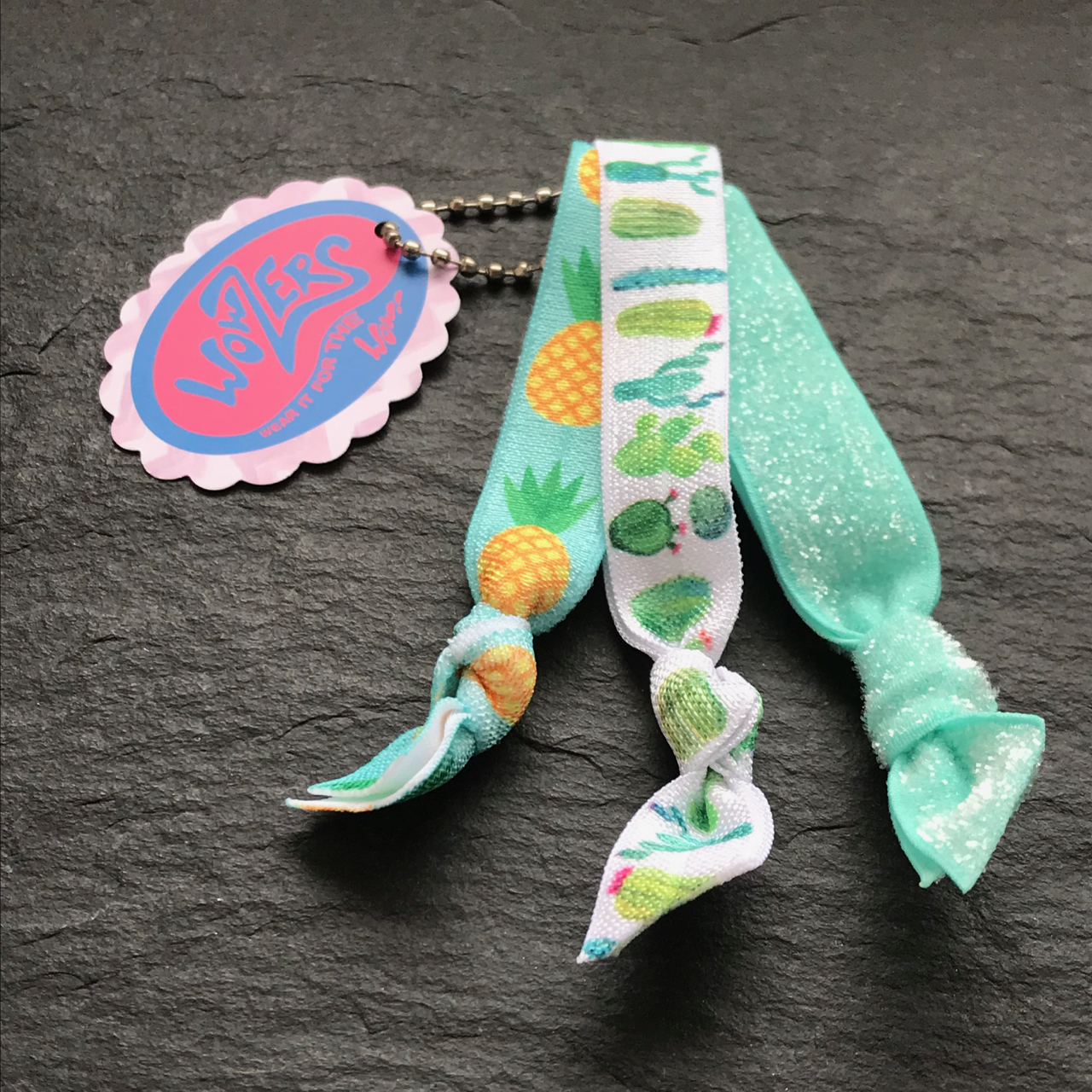 Wowzers Hair Ties Set von 3 Armbänder / Haargummi - Kaktus Glitzer
