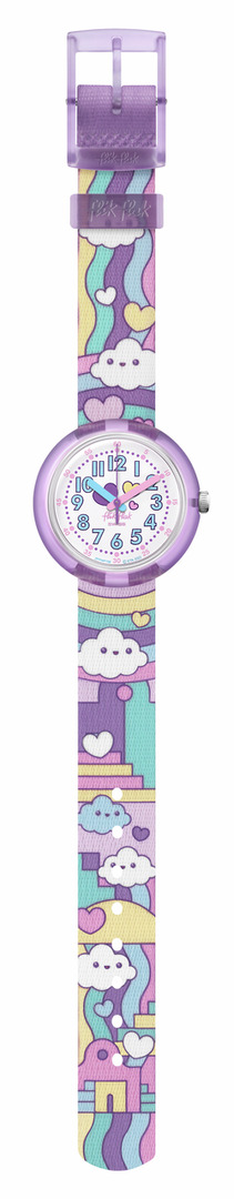 Flik Flak Uhr Kinderuhr - Cloud Level - Flieder mit Wolken & Herzen