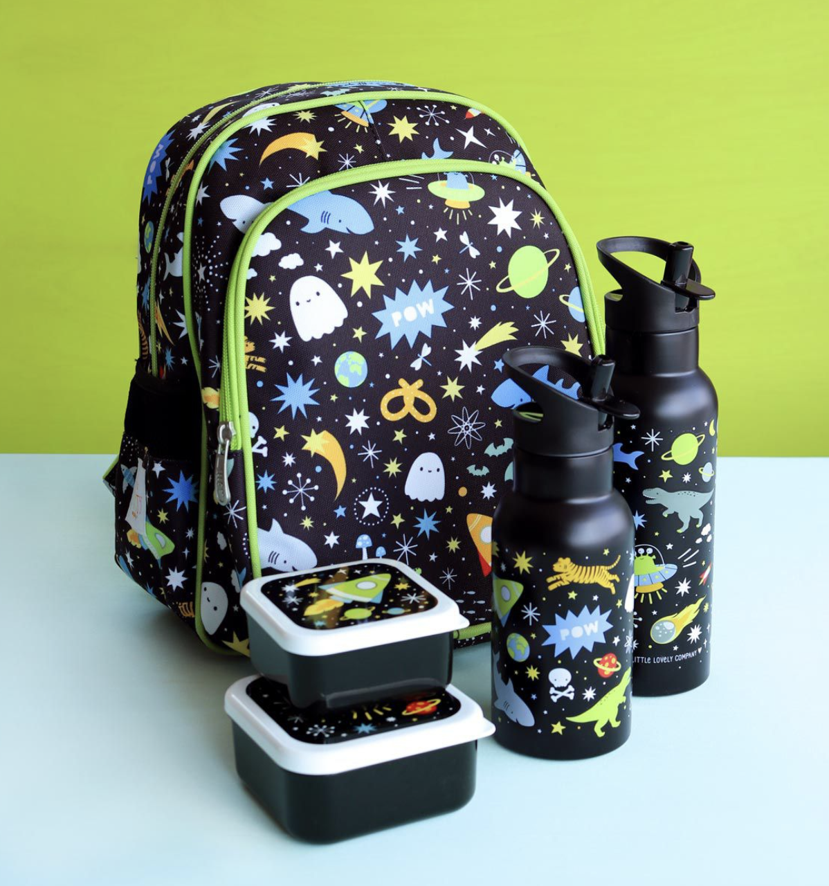 A Lovely Little Company Thermos Edelstahl Trinkflasche Groß mit Strohhalm - 500ml Galaxy