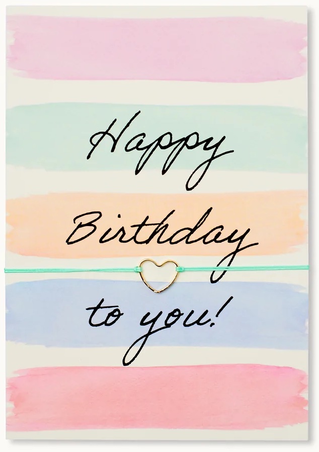 B061_1296x By Vivi Schmuck Postkarte - Happy Birthday Colorful Stripes