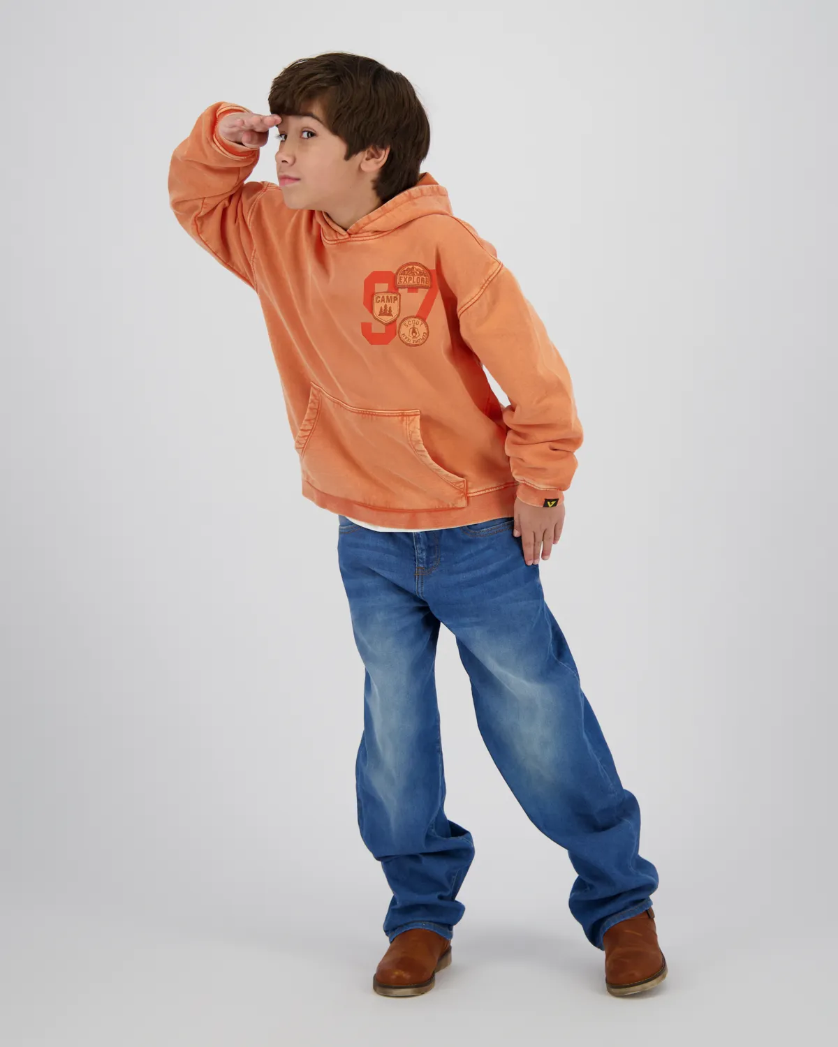 Vingino Nicolai Hoody Sweatshirt in Vintage Orange - Explore Camp - SALE Vingino Nicolai Hoody Sweatshirt in Vintage Orange - Explore Camp - SALE