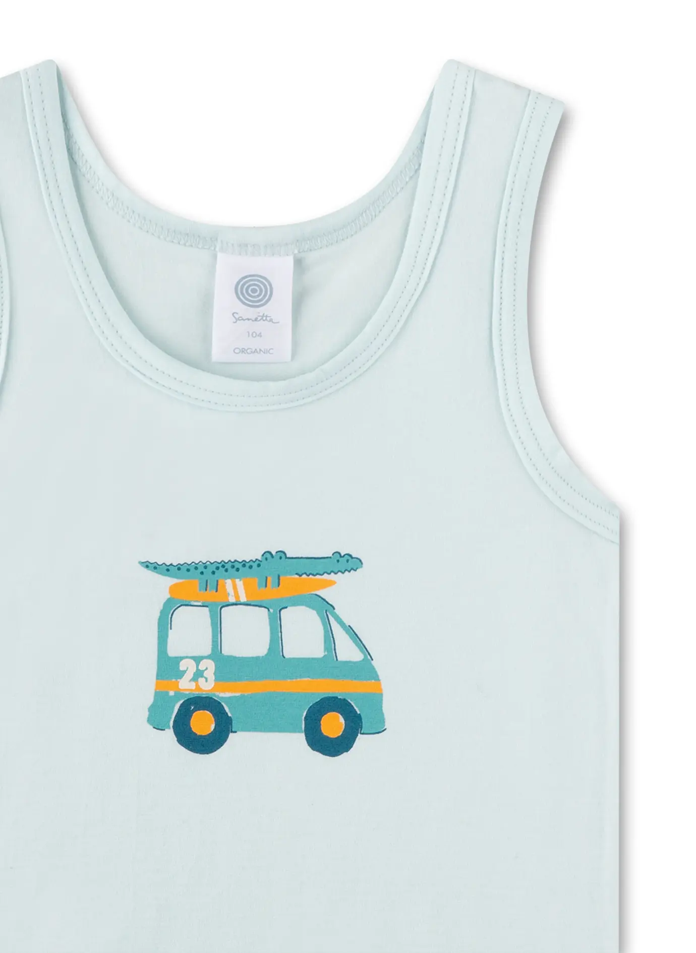 Sanetta Jungen Unterhemd in Hellblau mit Surfer Bus