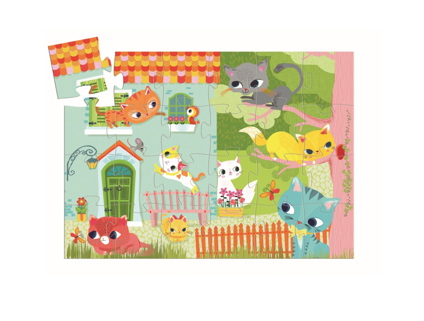 Djeco Formen Puzzle Katze - PACHAT UND IHRE FREUNDE - 24 Teile