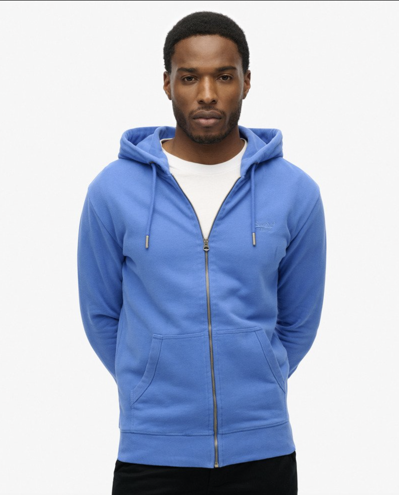 Superdry Herren Essential Hoodie Kapuzenjacke mit gesticktem Logo - Chambray Blue