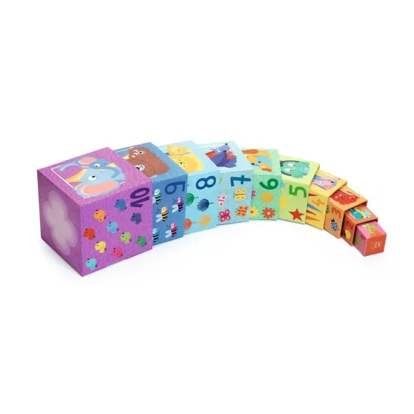 Djeco Stapelturm: Regenbogen - Nummer & Tiere