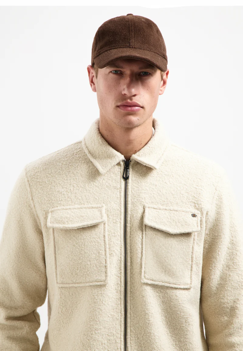 NO EXCESS Teddy Zip Overshirt / Jacke in Creme 