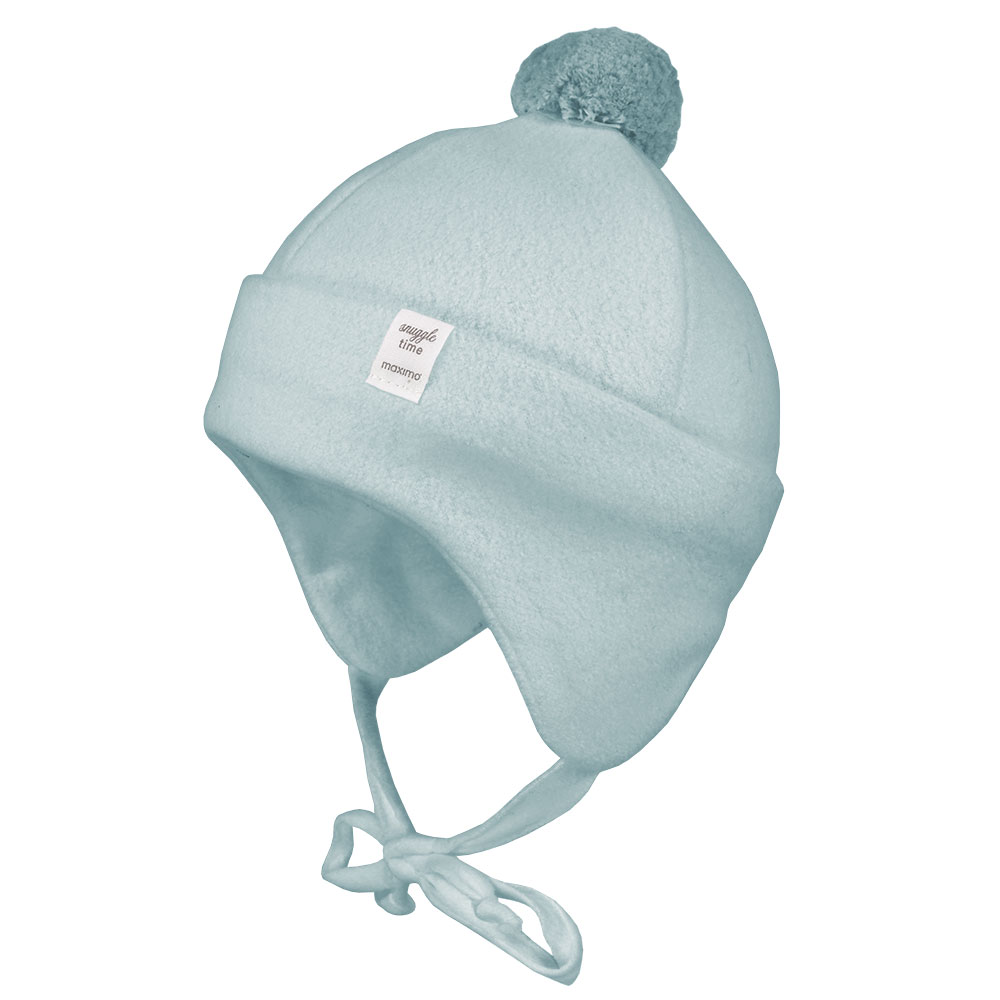 Maximo GOTS BABY-Mütze Baumwollfleece in Hellblau