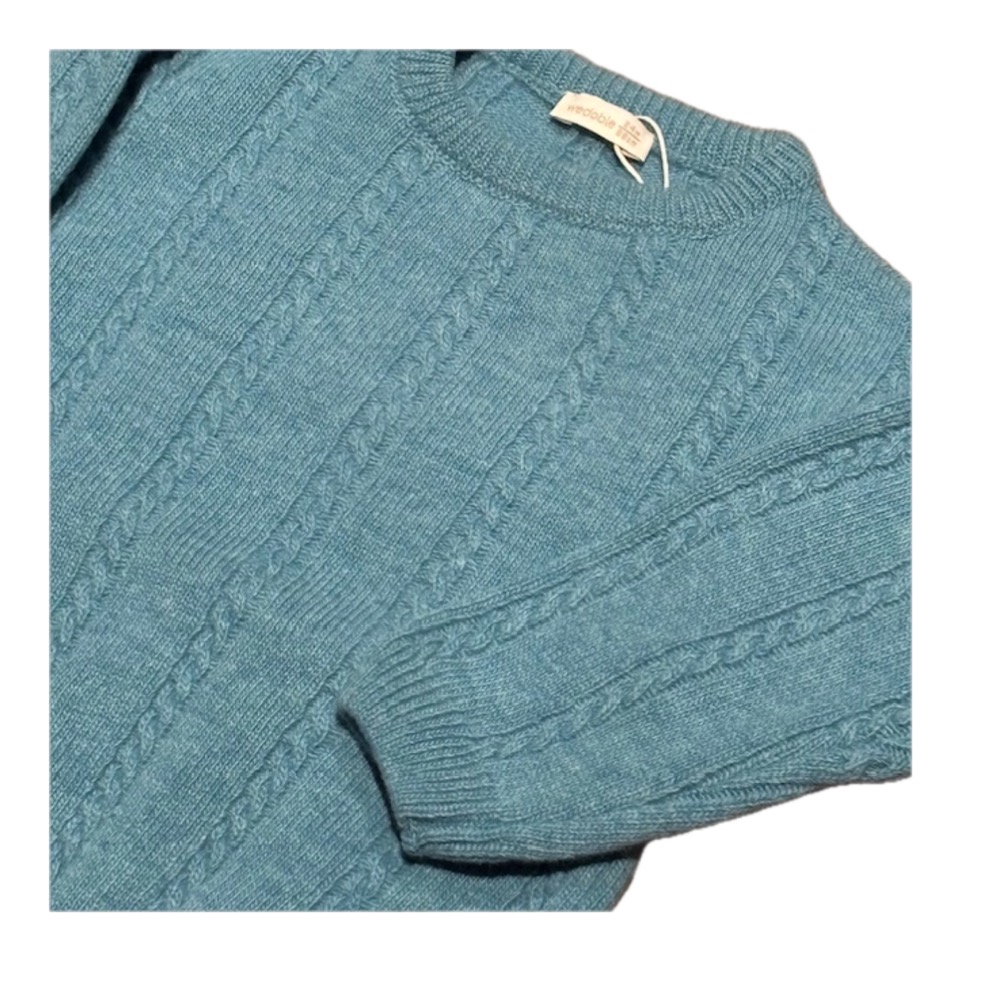 wedoble Merinowolle Strickpulli Wolle Kabelstrick Pullover in Türkis Blau wedoble Merinowolle Strickpulli Wolle Kabelstrick Pullover in Türkis Blau