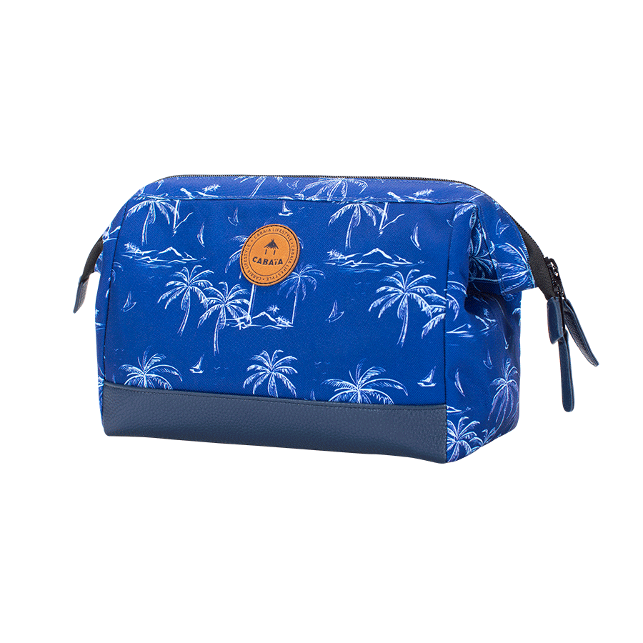 Cabaia Travel Kit Kulturtasche - LAS VEGAS STRIP in Blau mit Palmen - SALE