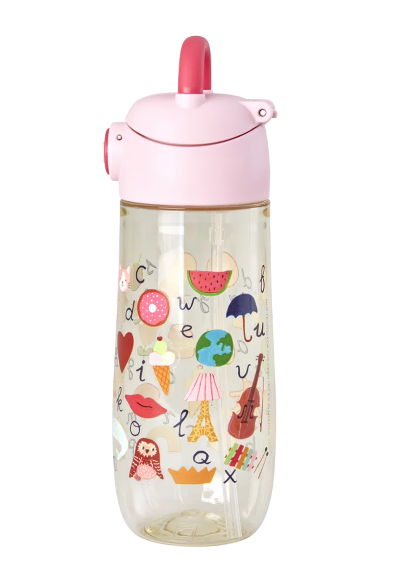 RICE Tritan Kinder Trinkflasche ABC Back To School Flasche - Pink