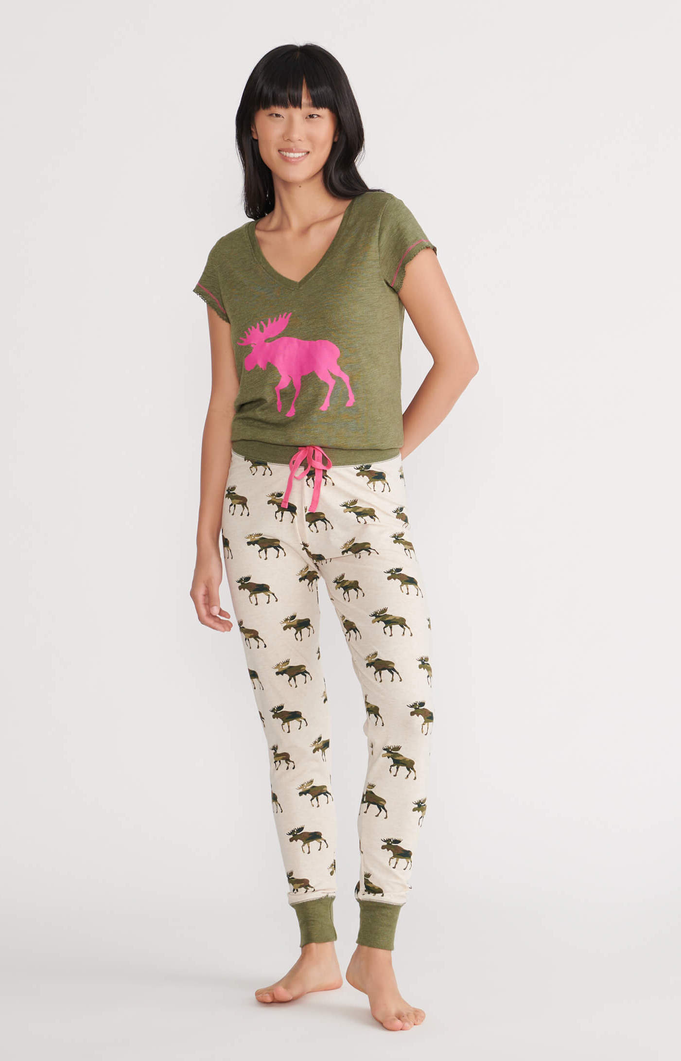 PA5WIMO003_A-1 Little Blue House Damen Pyjama Legging Hose - Camooseflage
