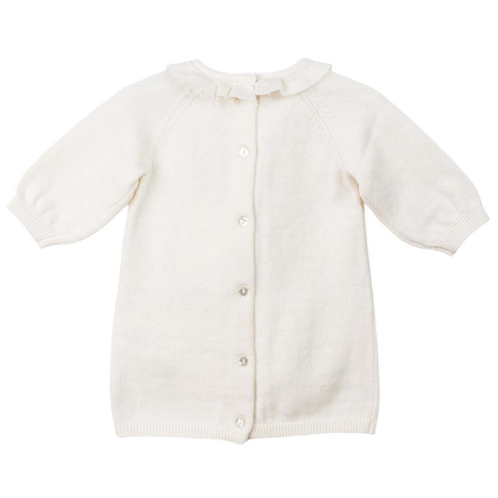 Carrement Beau Baby Strickkleid Baumwolle Wolle Mischung in Creme Weiß - SALE
