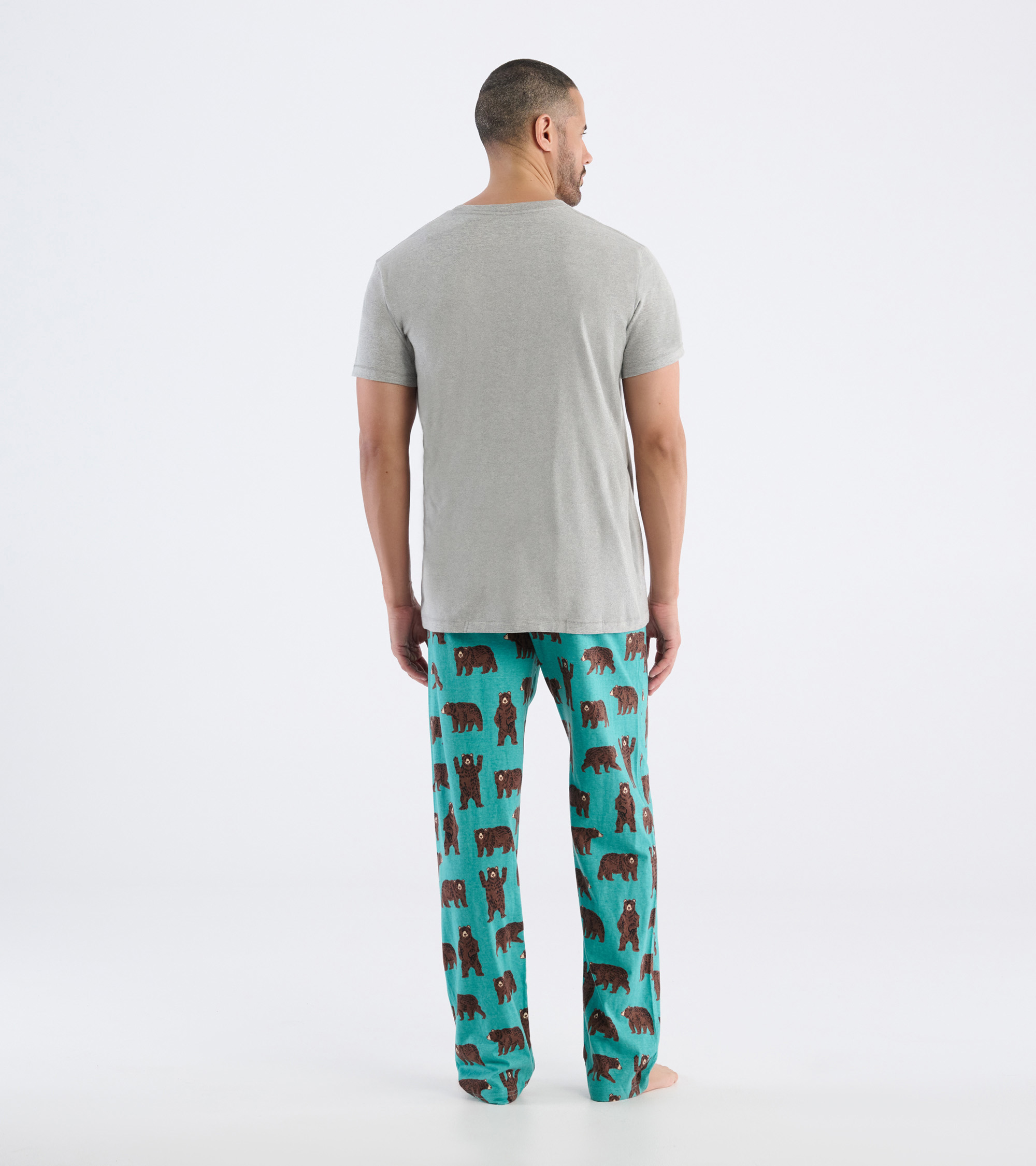 Little Blue House Pyjama Hose für Herren - Lounge Pants - Petrol Bären