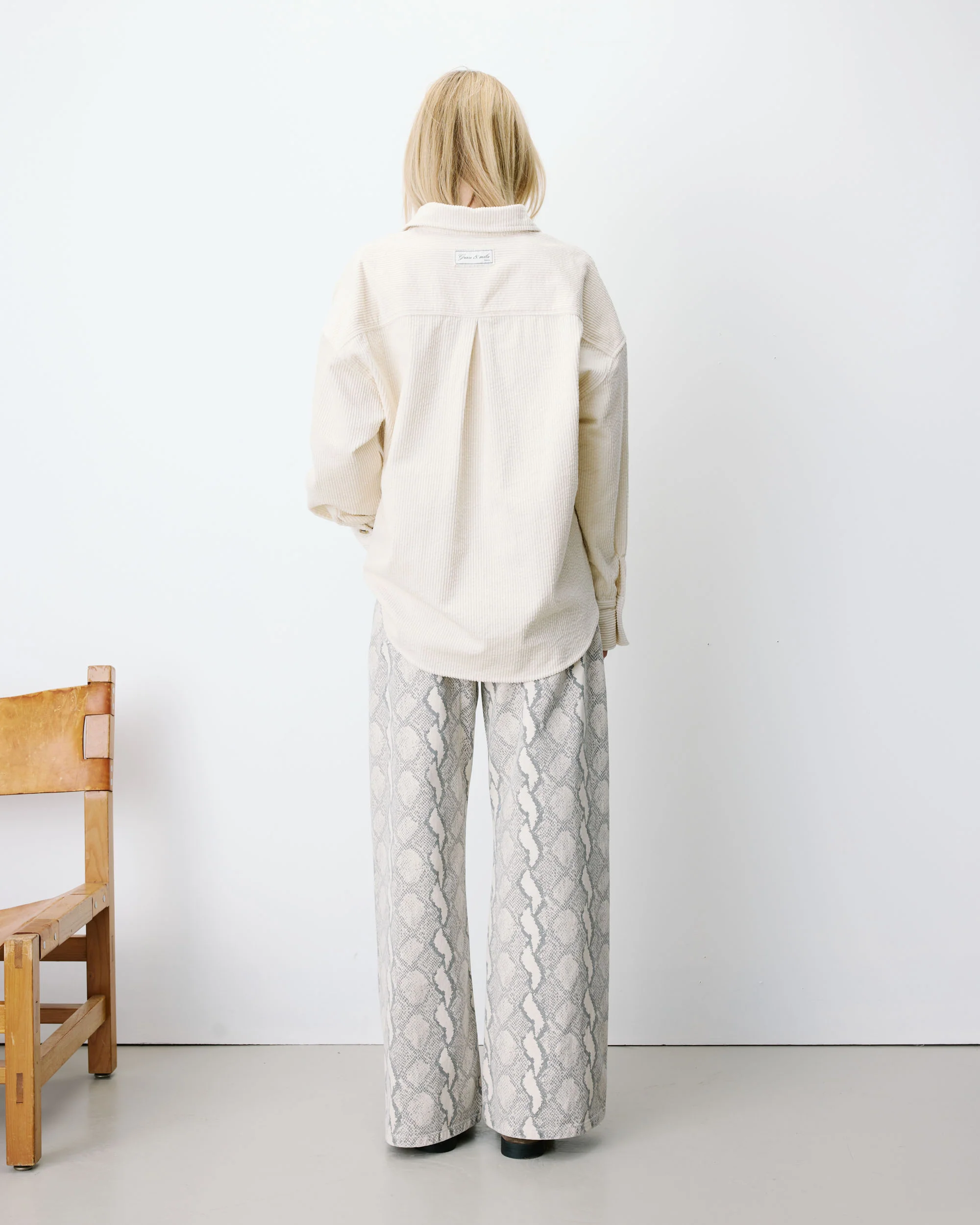 Grace & Mila Ange Oversized Cord Hemd in Ecru