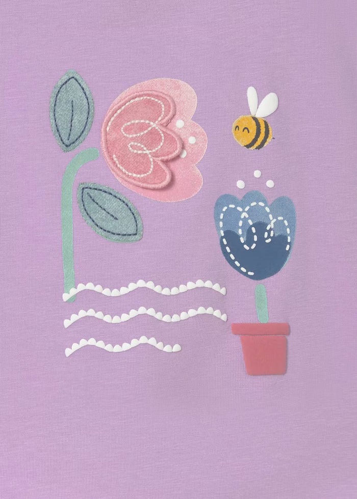 Mayoral Kurzarm T-Shirt in Flieder Lila - Interaktive Biene & Tulpe Mayoral Kurzarm T-Shirt in Flieder Lila - Interaktive Biene & Tulpe