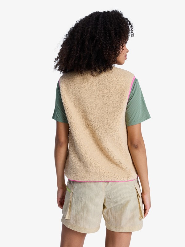 Roxy Boundless Spirit Fleece Weste in Beige & Pink Roxy Boundless Spirit Fleece Weste in Beige & Pink