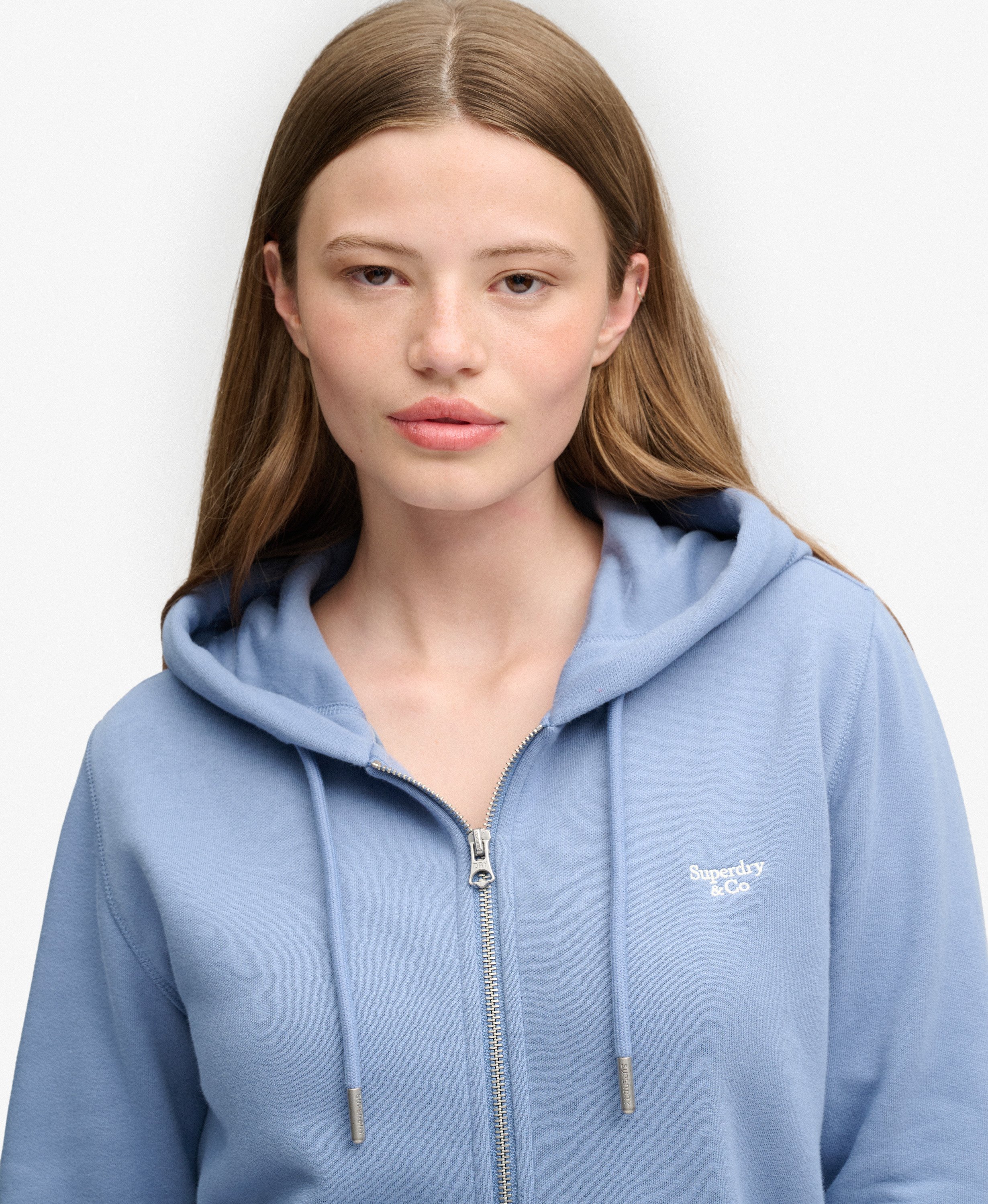 Superdry Damen Kapuzenjacke Signature mit gesticktem Logo - Tidal Blue