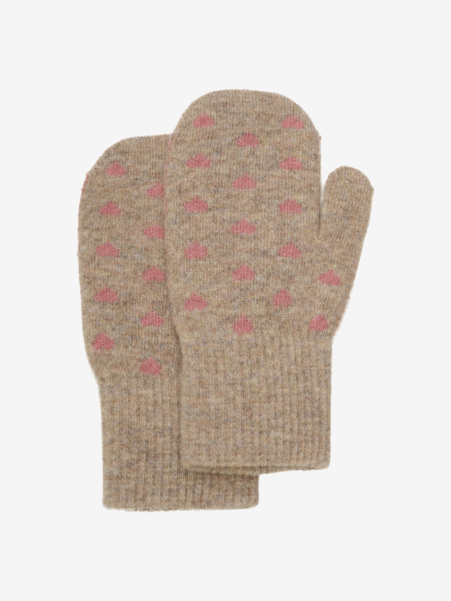 CeLaVi Woll-Fäustlinge Magic 2er Pack in Brick Dust - Rosa und Sand mit Rosa Herzen CeLaVi Woll-Fäustlinge Magic 2er Pack in Brick Dust - Rosa und Sand mit Rosa Herzen