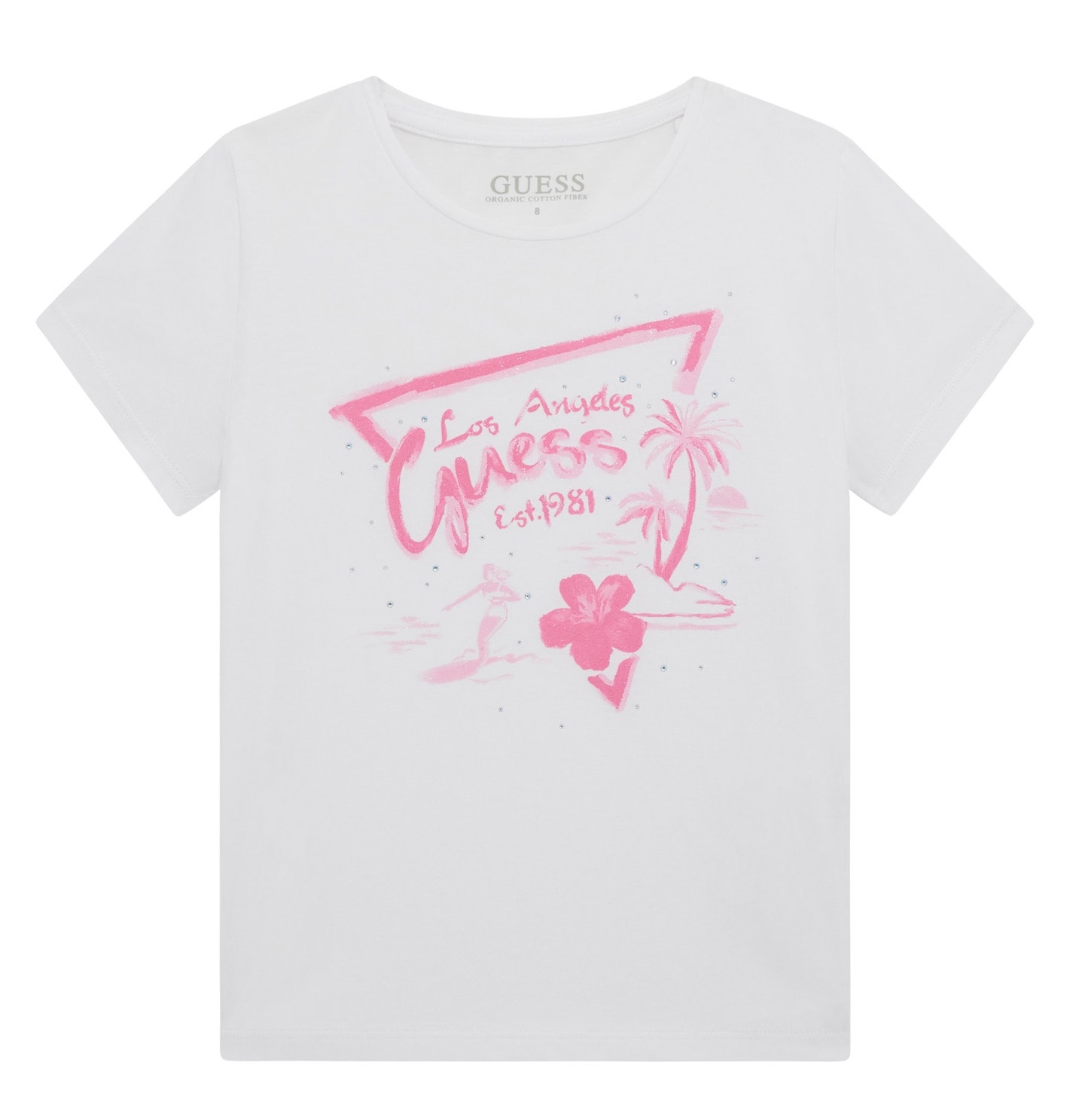 Guess Kurzarm T-Shirt in Weiß - Los Angeles - SALE