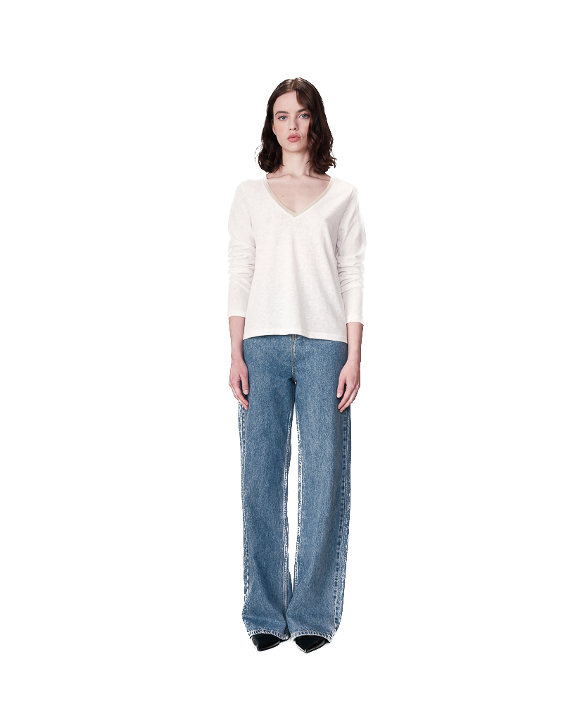 Grace & Mila NISI Feinstrick Shirt in Weiß mit Gold Glitzer - SALE Grace & Mila NISI Feinstrick Shirt in Weiß mit Gold Glitzer - SALE