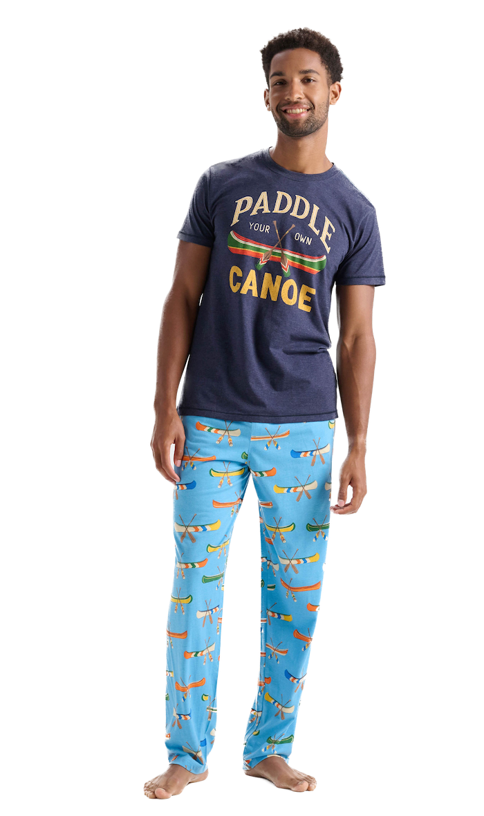 TS9LAKE003-Paddle-Your-Own-Canoe Little Blue House Herren Kurzarm T-Shirt in Navy - Paddle Your Own Canoe
