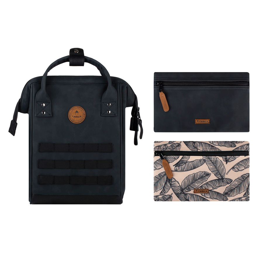 TDM-W22-ADVENTURER-SMALL-LE-HAVRE-POCHETTES-BD Cabaia Rucksack LE HAVRE Small (mit Laptop-Fach) - Schwarz