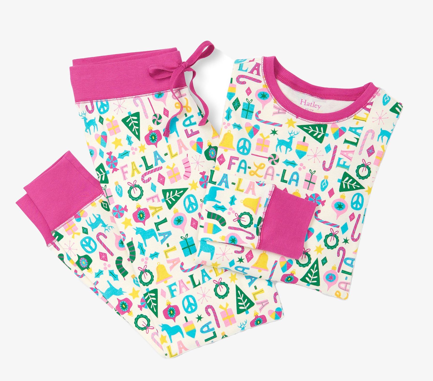 Hatley Damen Bio-Baumwolle Pyjama Falala Christmas Pyjama - Weihnachten - SALE