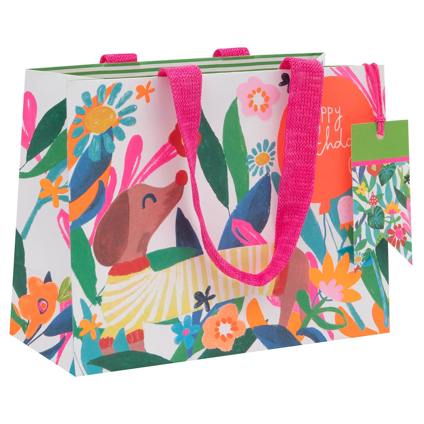 Glick Geschenktasche Querformat Medium - Happy Birthday Dackel