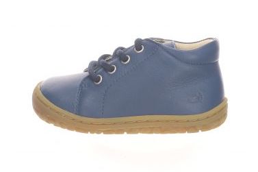 Lurchi Leder Barfuß Kinderschuh NANI BAREFOOT zum Binden - Jeansblau