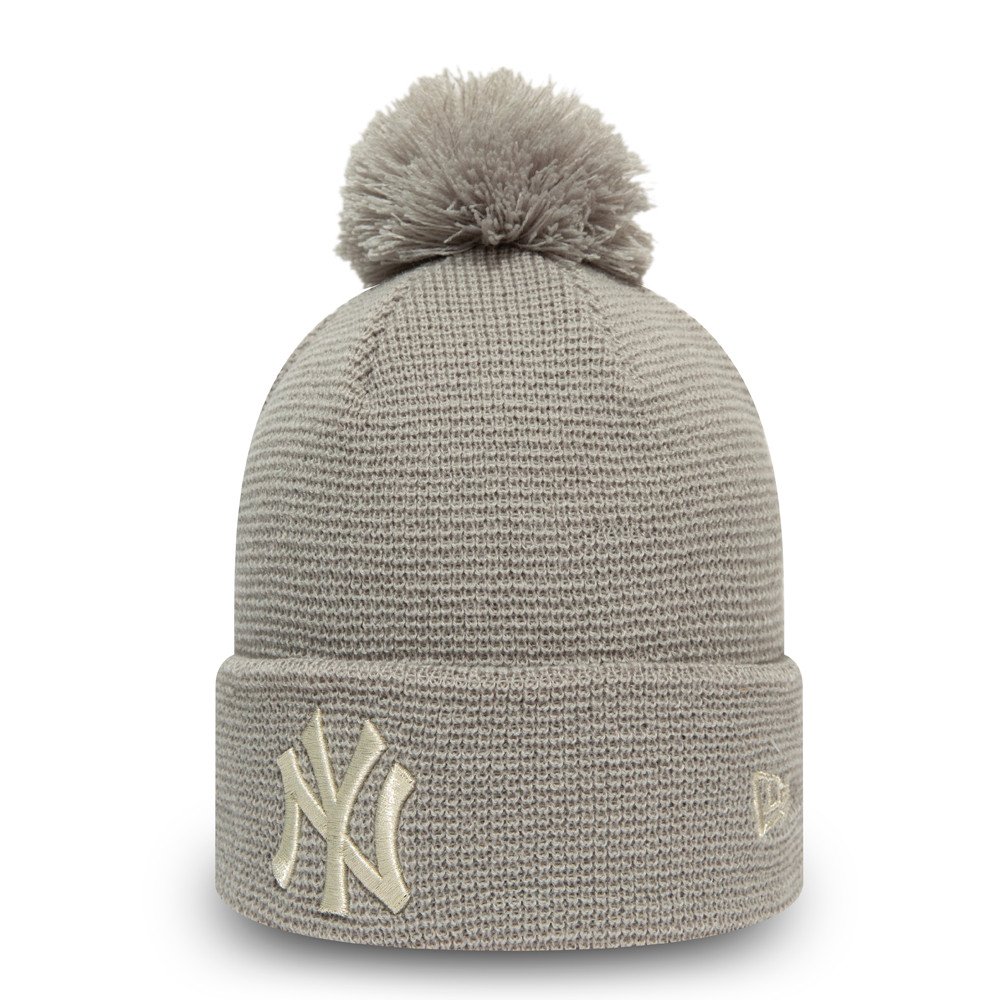 NE12489960 New Era Mütze Woman - NY New York Yankees in Grau mit Bommel - SALE