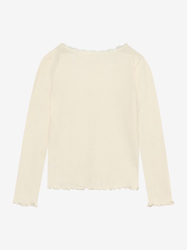 HUTTELiHUT Basic Langarm Shirt mit Modal in Antique Weiß Creme mit Spitzenborte HUTTELiHUT Basic Langarm Shirt mit Modal in Antique Weiß Creme mit Spitzenborte