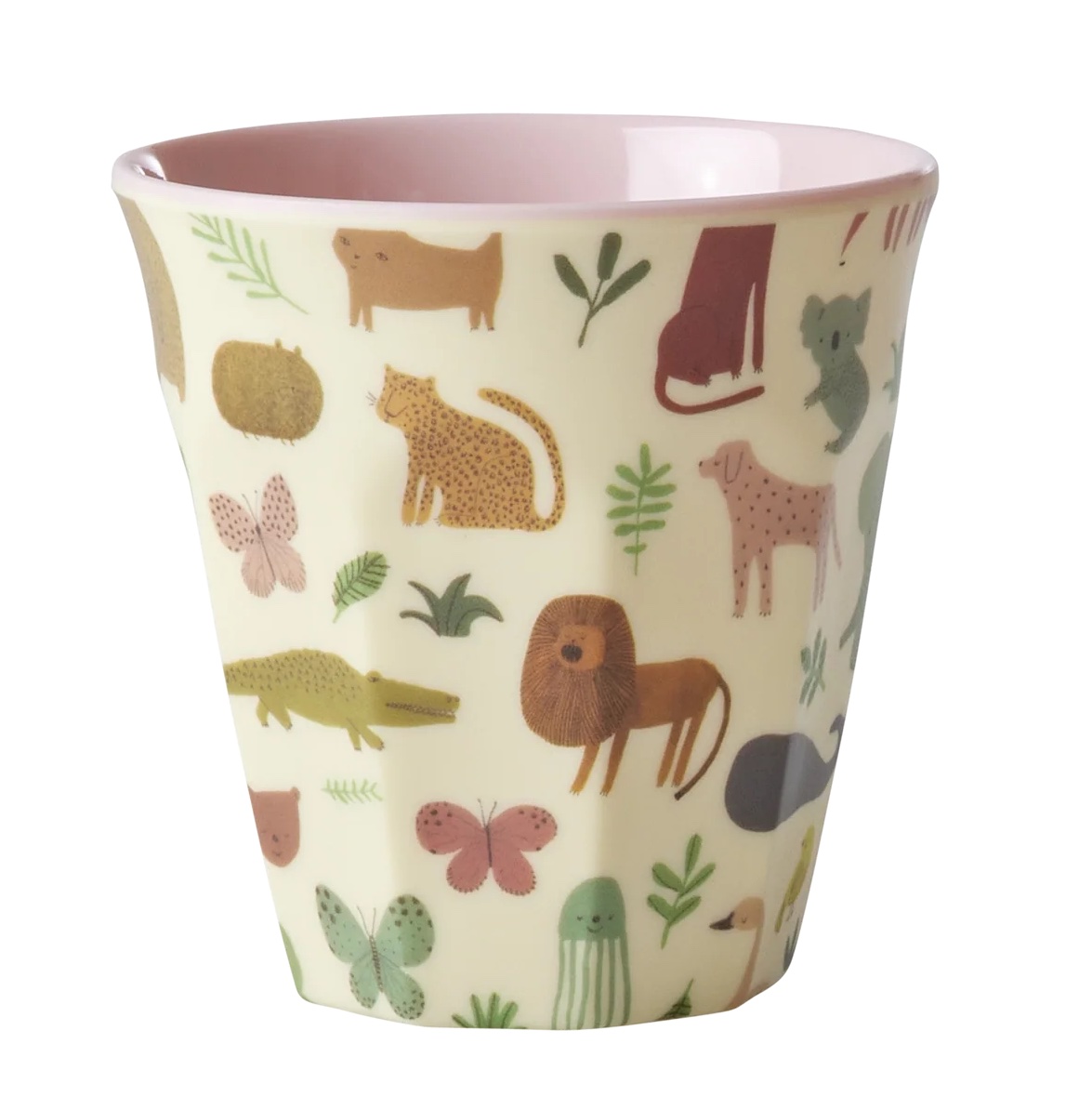 RICE Kleine Kinderbecher Dschungeltiere - Rosa - Sweet Jungle Print Small - 160 ml 
