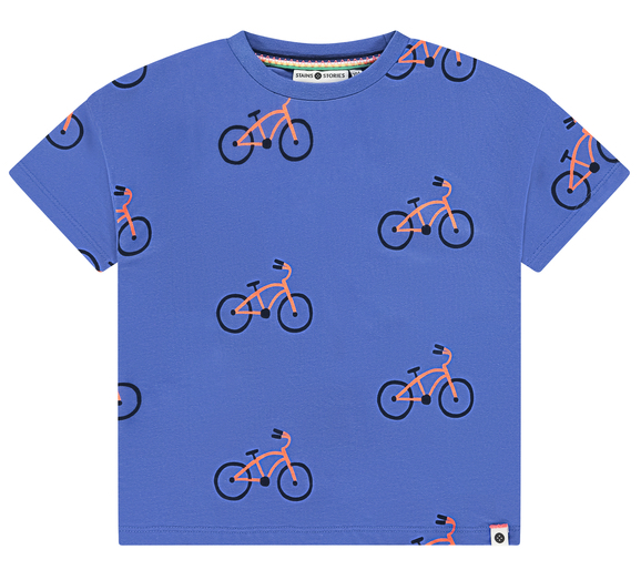 Babyface Stains & Stories Kurzarm T-Shirt in Royal Blau - Neon Fahrräder Babyface Stains & Stories Kurzarm T-Shirt in Royal Blau - Neon Fahrräder