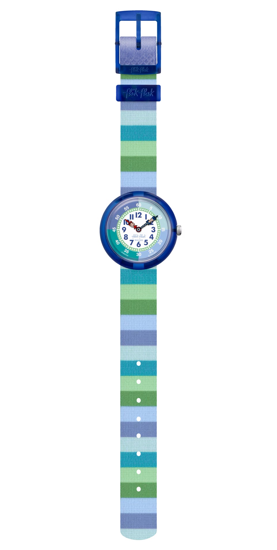 Flik Flak Uhr Kinderuhr - Stripy Green - Grün und Blaue Streifen