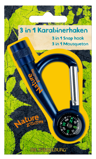 Nature Zoom 3 in 1 Karabinerhaken - Kompass, Karabiner, Taschenlampe Nature Zoom 3 in 1 Karabinerhaken - Kompass, Karabiner, Taschenlampe