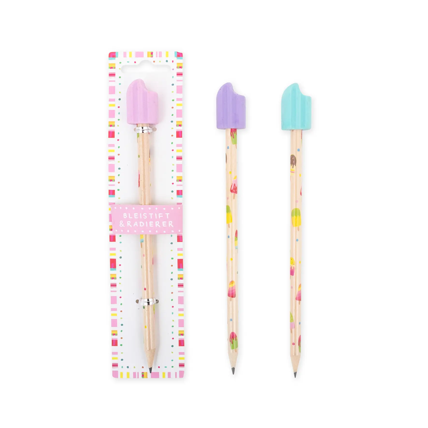 Trendhaus Good Feelings Bleistift mit Eis am Stiel Radierer