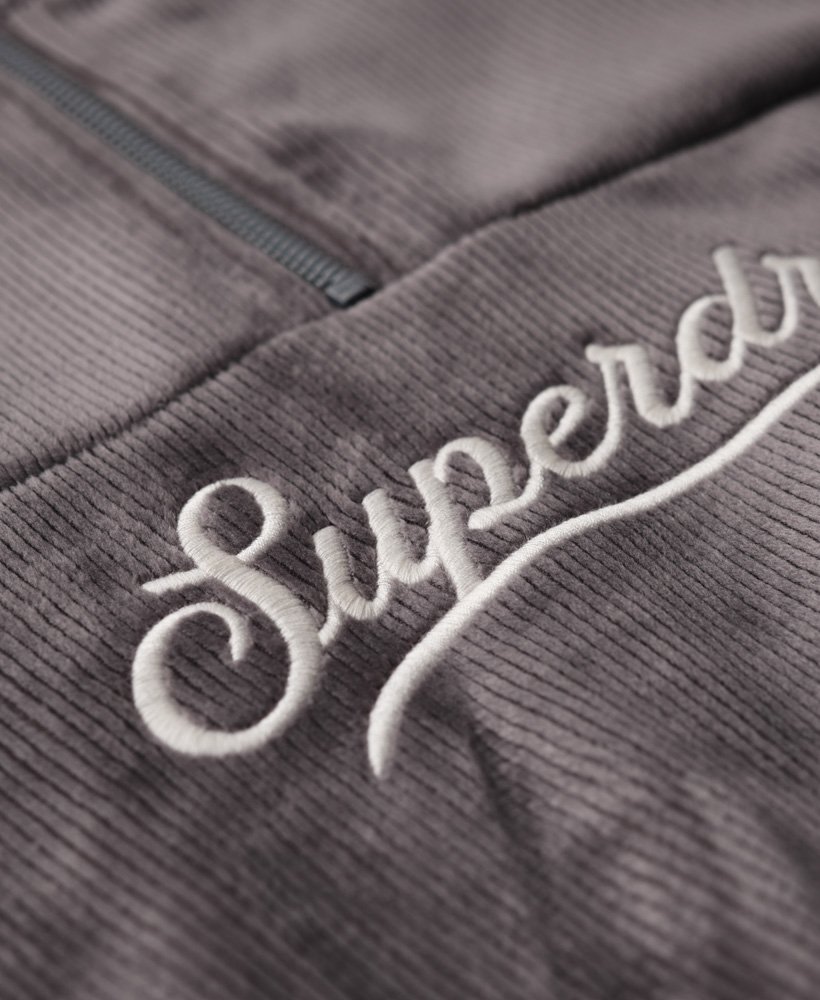 Superdry Damen Sweatshirt Velours Rock Dark Grey - Steingrau - SALE
