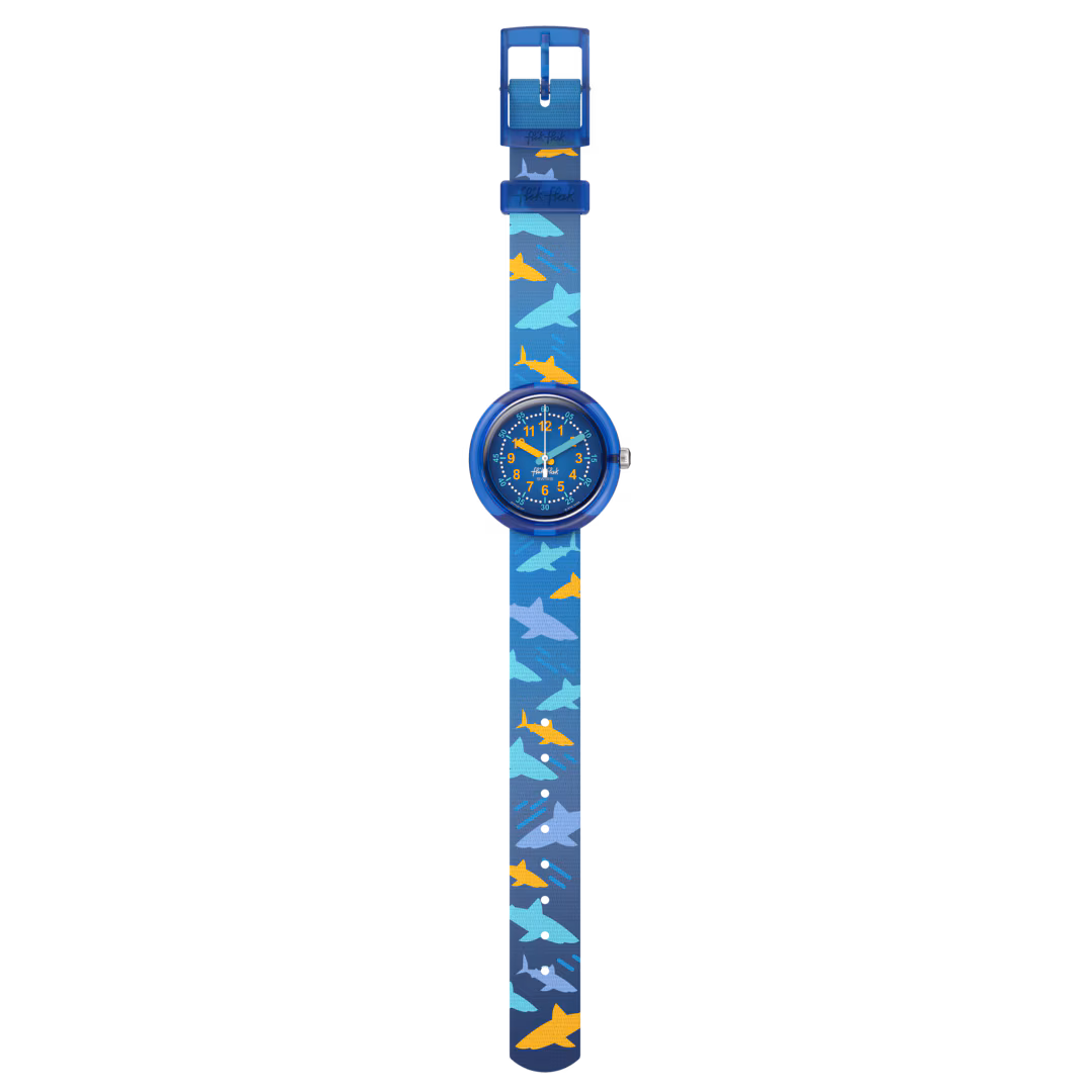 Flik Flak Kinderuhr - Haifische in Blau & Orange - Shark Gang Flik Flak Kinderuhr - Haifische in Blau & Orange - Shark Gang