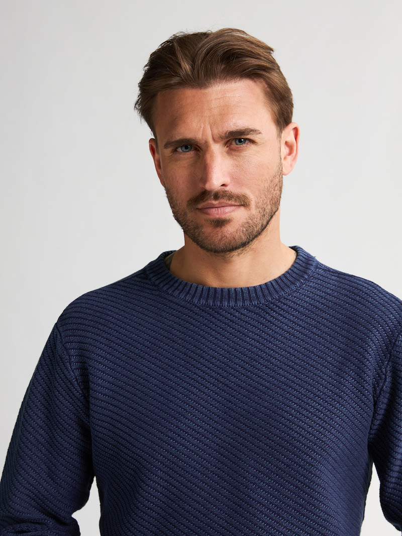 Petrol Industries Herren Strickpullover mit Diagonal Struktur in Blau Petrol Industries Herren Strickpullover mit Diagonal Struktur in Blau