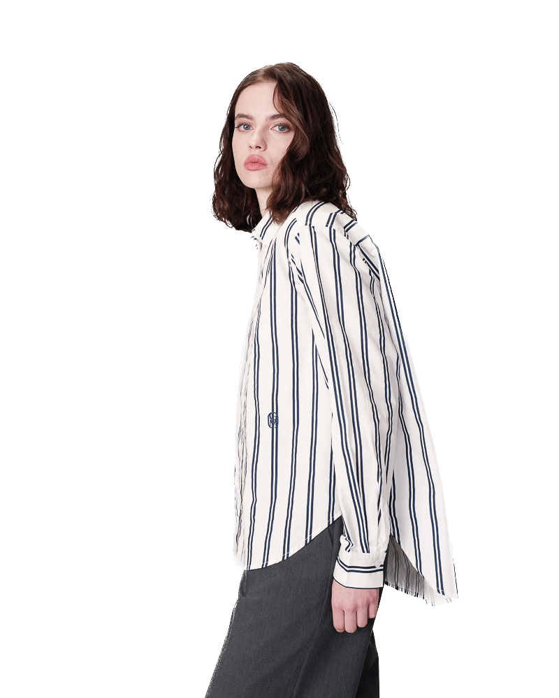 Grace & Mila Bluse Nusetta in Weiß mit Blauen Streifen - SALE