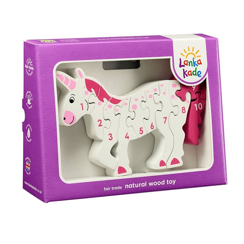 Lanka Kade Holz Spielzeug - Puzzle Einhorn - UNICORN 1-10 JIGSAW